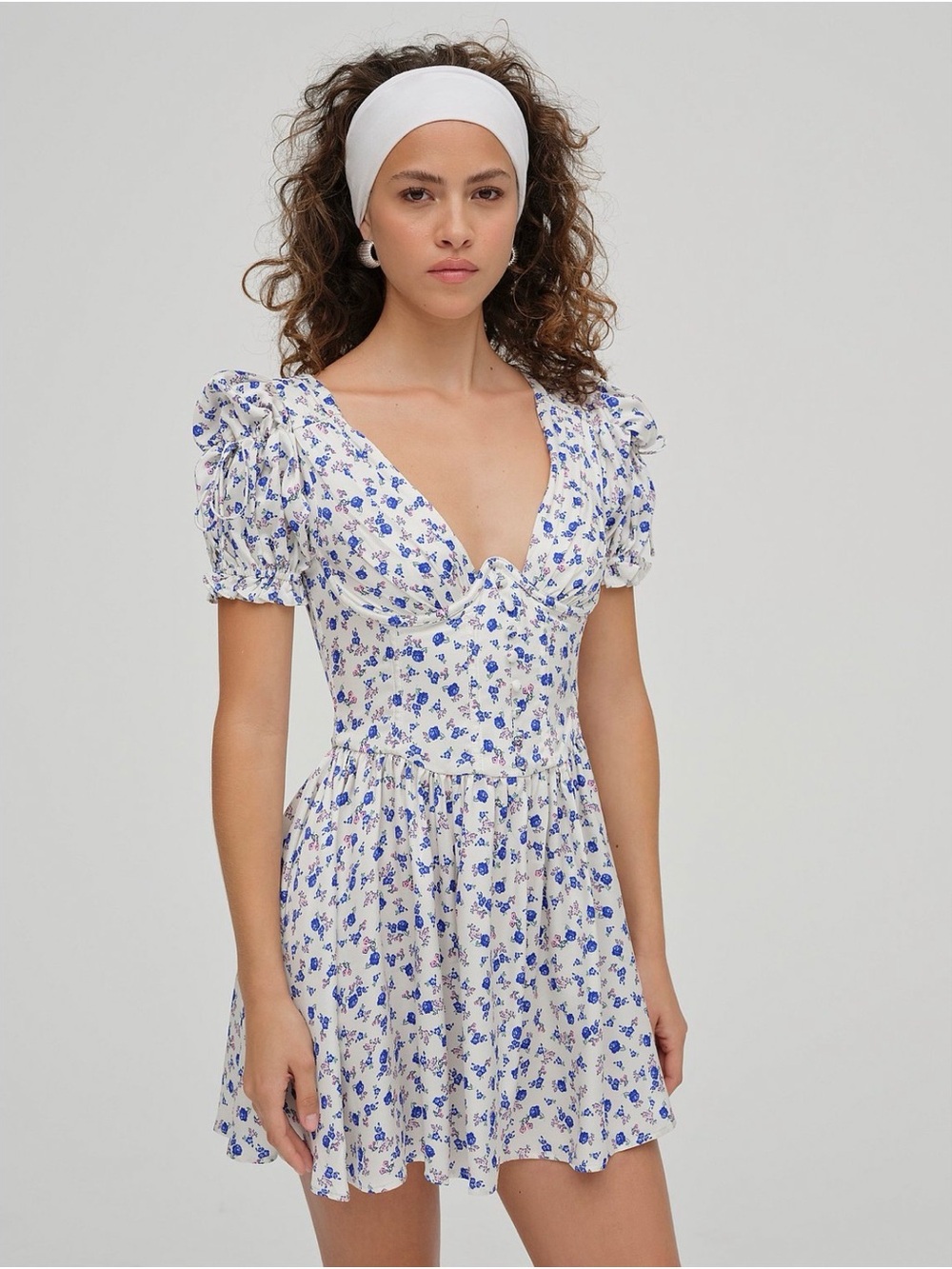 For Love & Lemons Paulina Puff Sleeve Mini Dress size Medium NWT